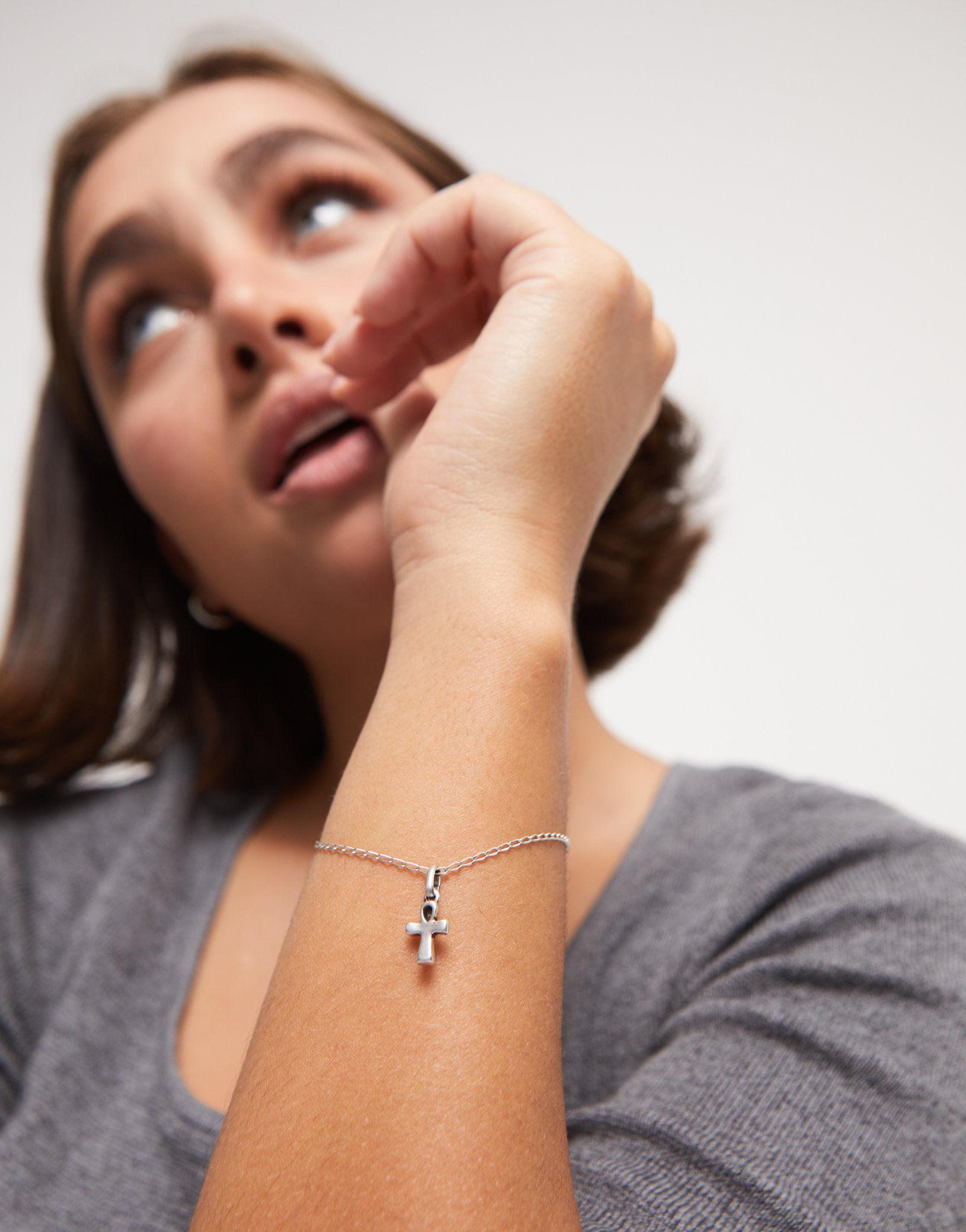 Cross-shaped charm, Silver, large thumbnail